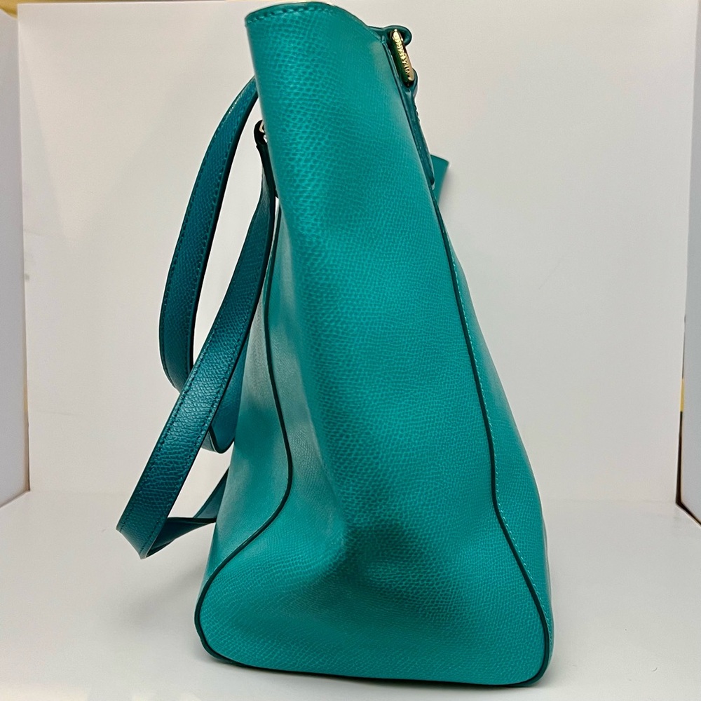 Vera Bradley Teal Pebbled Leather Tote - Picture 8 of 11
